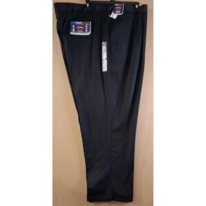 NWT Roundtree & Yorke Chino Travel Smart Pants Men 54x30 Classic Flat Front Blck